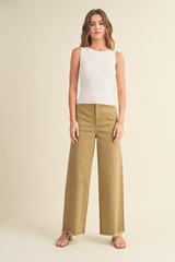 Bisque Reed Ribbed Knit Top Top