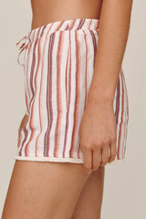 Light Gray Fringe Hem Surf Short in Sunset Stripe Short