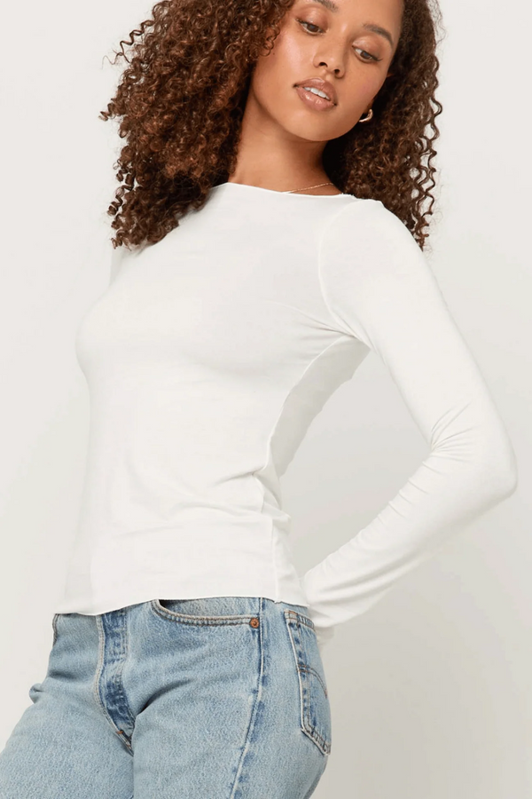 Light Gray Vera Boatneck Long Sleeve Top