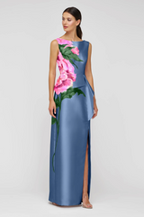 Light Gray Luciana | Column Gown Formal Gown