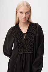 Black Chaney Long Sleeve Linen Mini Dress Mini Dress
