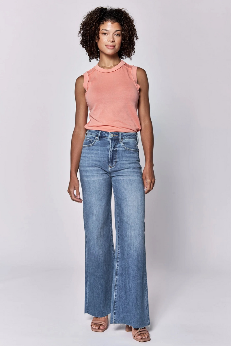 Light Gray Fiona High Rise Wide Leg Jean | Natal Jeans