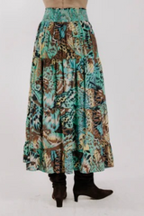 Dark Slate Gray Luelle Skirt in Born To Fly Print Maxi Skirt