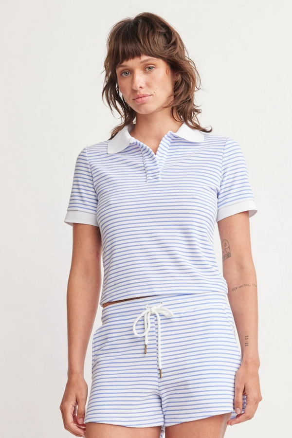 Lavender Kaylen Top in Blue Stripes Top