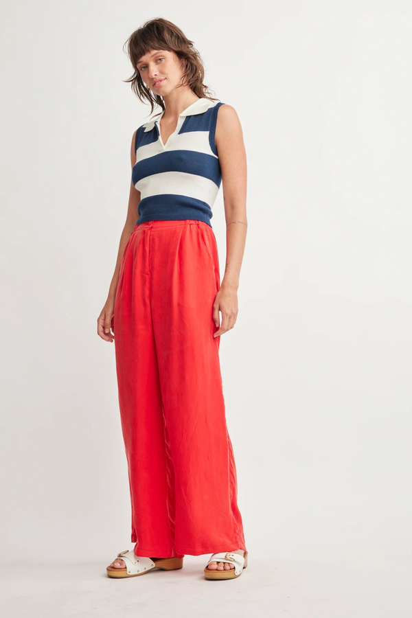 Antique White Waverly Collar Top in Navy Stripe Top