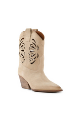 White Smoke Go West Cowboy Boots | Sand Suede Bootie