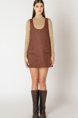 Light Gray Faux Suede Mini Dress Mini Dress