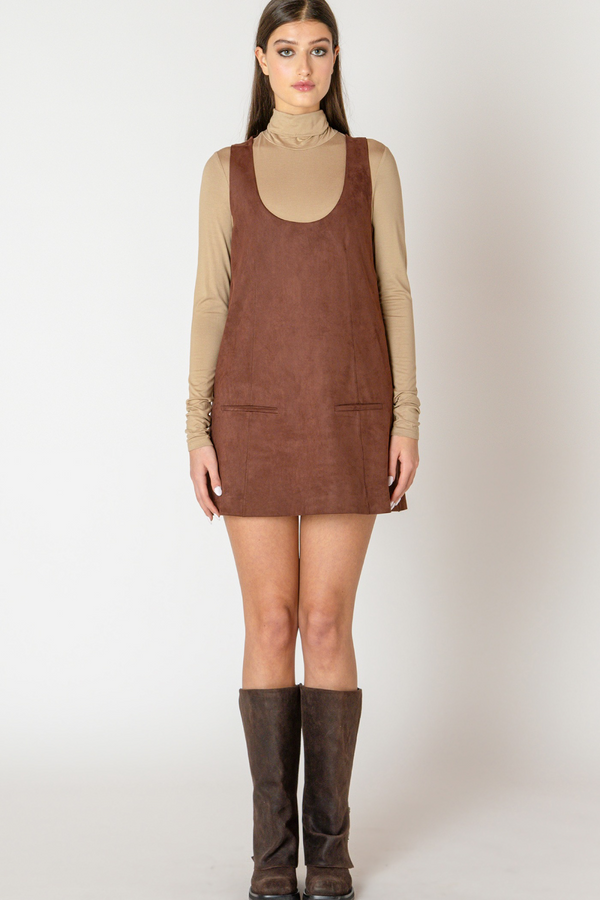 Light Gray Faux Suede Mini Dress Mini Dress