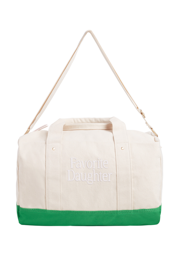 Antique White Canvas Duffle Bag in Natural Green Duffle Bag
