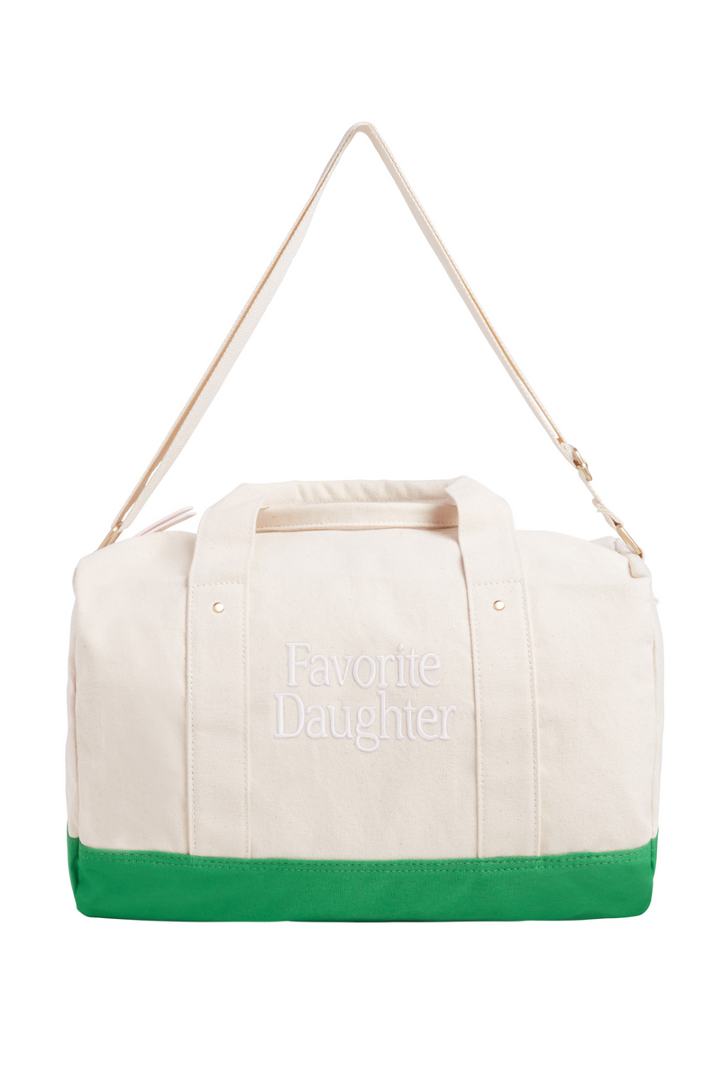 Antique White Canvas Duffle Bag in Natural Green Duffle Bag