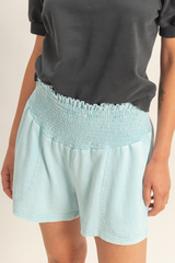 Dark Slate Gray Vega Smocked Mineral Wash Shorts Short