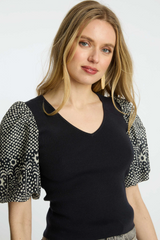 Black Andrea Top in Indigo Dot Top