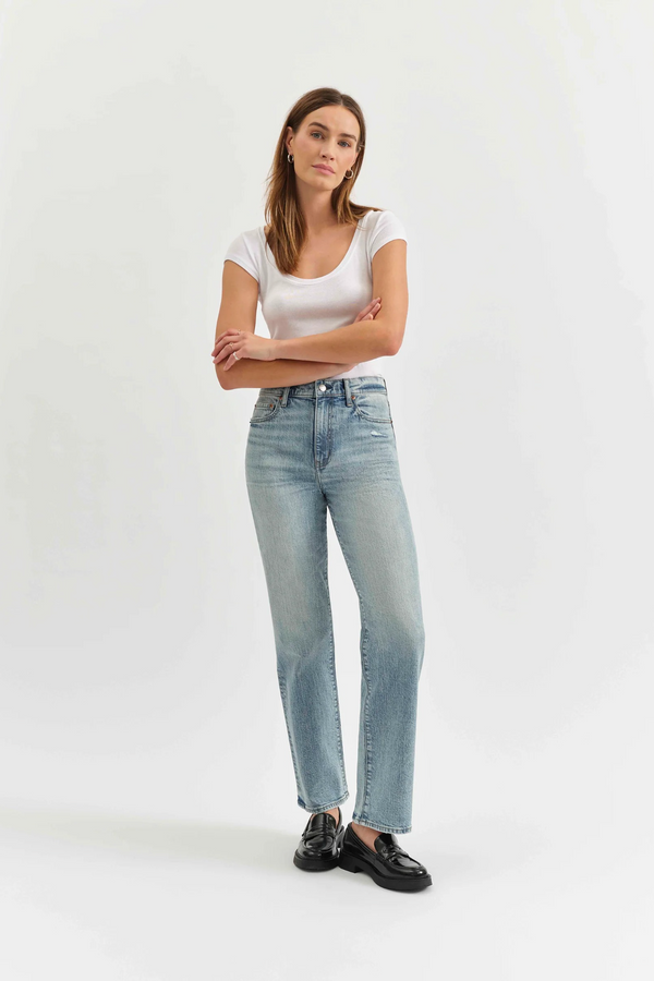 Beige Sundaze High Rise Vintage Straight | Bliss Jeans