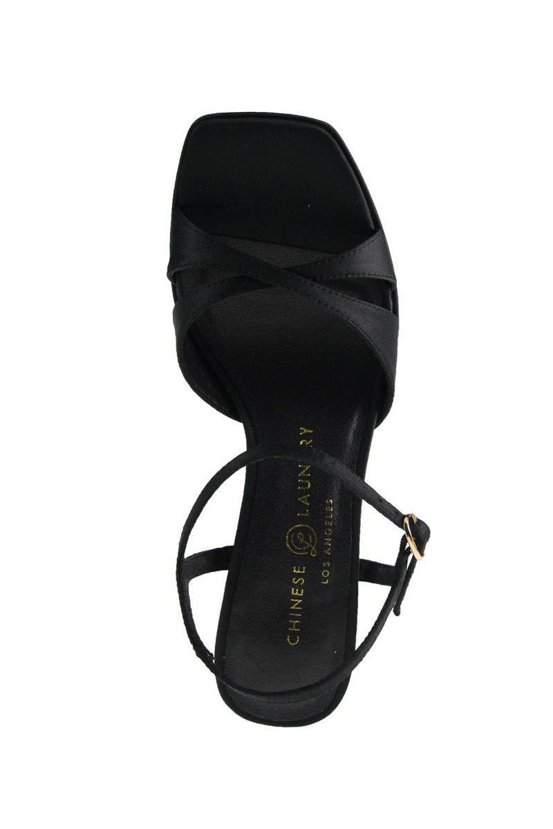 Black Gracie Heel | Black Satin Heel