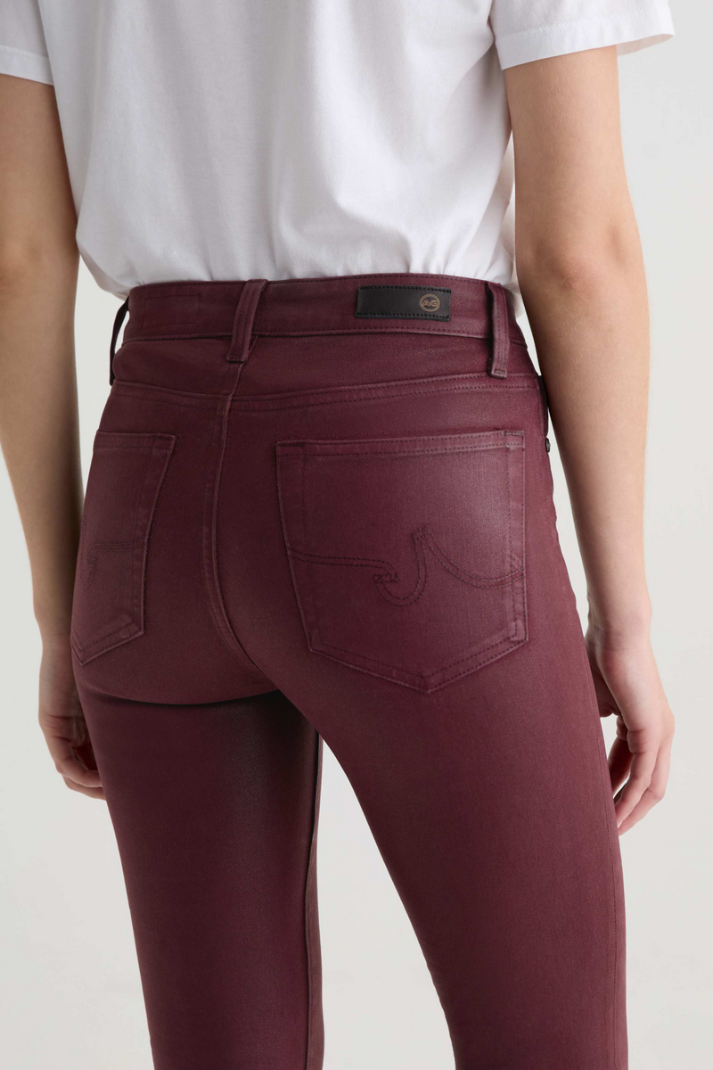 Gray Mari Mid-Rise Slim Straight | Leatherette Winery Pant