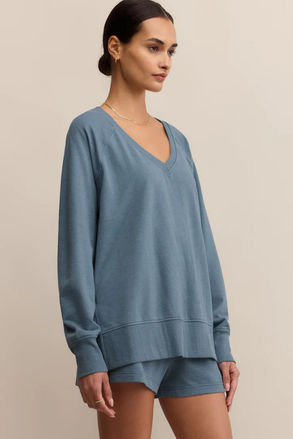 Gray Modern V Neck Weekender Sweater