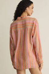 Light Gray The Perfect Linen Stripe Top Shirts & Tops