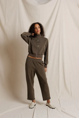 Light Gray Claud Pureform Cropped Pant With Stripes Pant