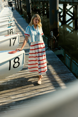 Black Kit Skirt in Beacon Stripe Midi Skirt