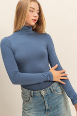 Light Gray Pandi Long Sleeve Turtleneck Top Top