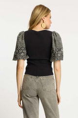 Dark Slate Gray Andrea Top in Indigo Dot Top