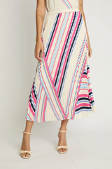 Gray Lucille Skirt in Nova Stripe Midi Skirt