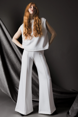 Gray Scuba Wide Leg Pant Pant