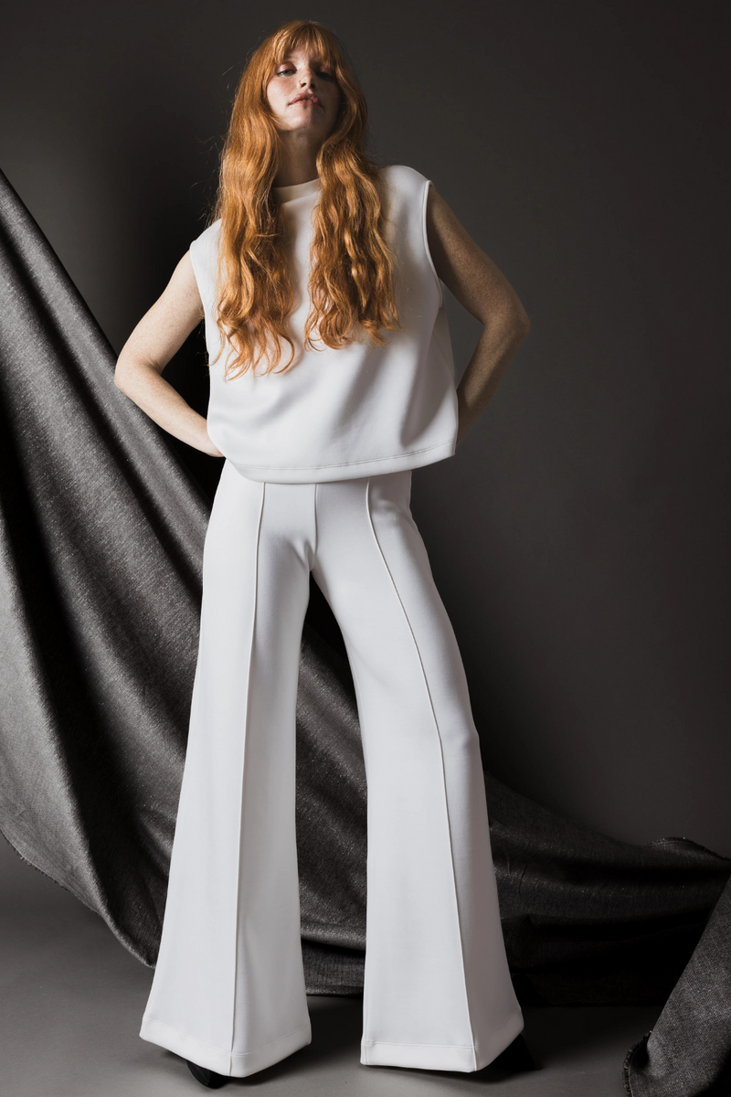 Gray Scuba Wide Leg Pant Pant