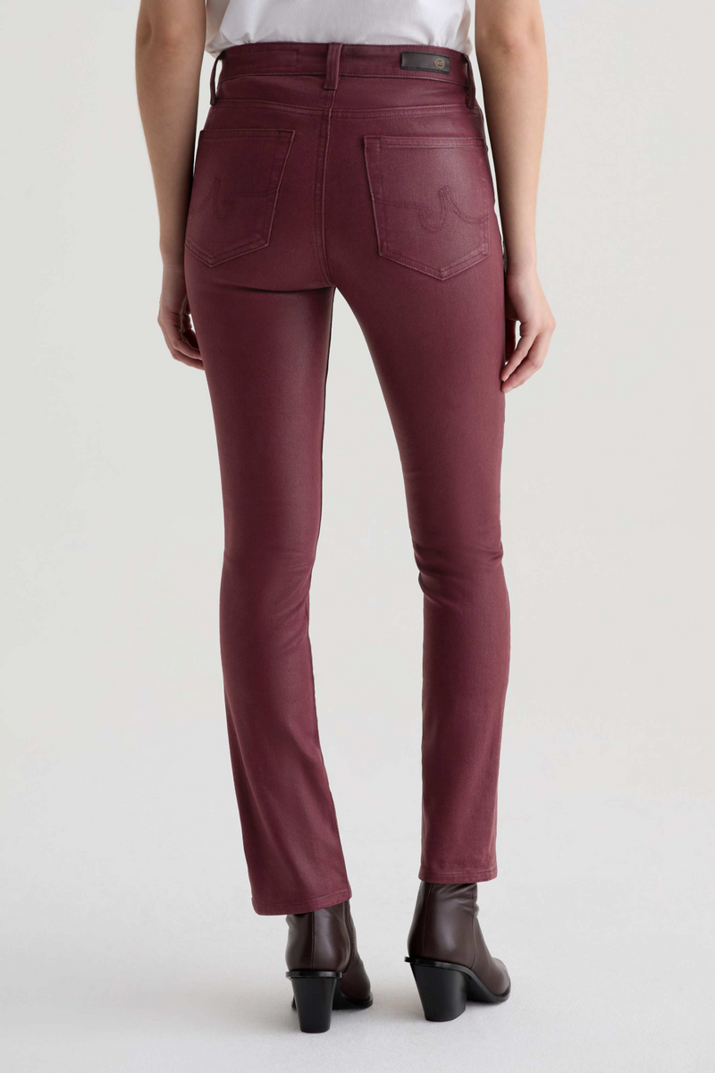 Dark Slate Gray Mari Mid-Rise Slim Straight | Leatherette Winery Pant