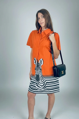 Dark Gray Athena Mini in Zebra Orange Mini Dress