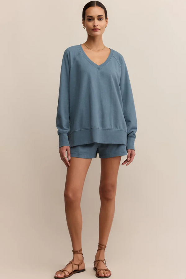 Gray Modern V Neck Weekender Sweater