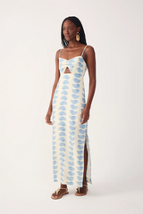 Misty Rose Off White Aquarium Cut-Out Linen Maxi Dress Maxi Dress