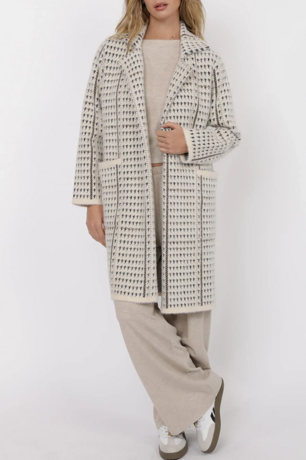 Light Gray Marceau Houndstooth Coat Coat