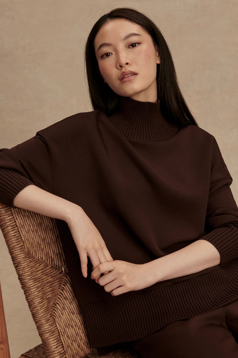 Black Baker High Neck Sweat Sweatshirt