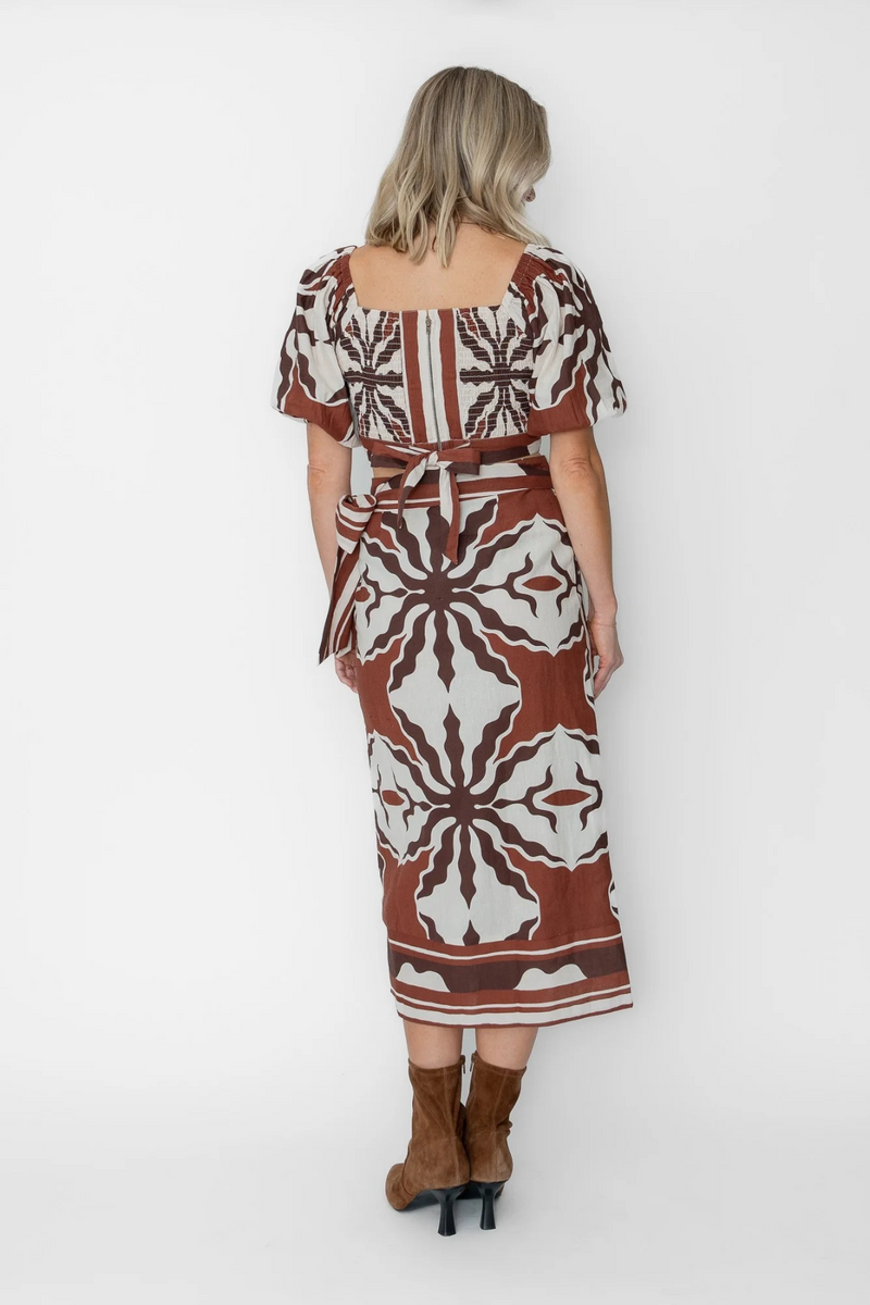 Lavender Christine Wrap Skirt in Capucine Border Print Midi Skirt