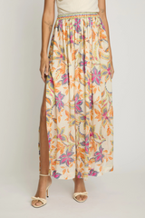 Gray Kai Skirt in Stitched Flower Maxi Skirt