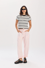 Lavender Villa Pink Drawstring Barrel Jean Jeans