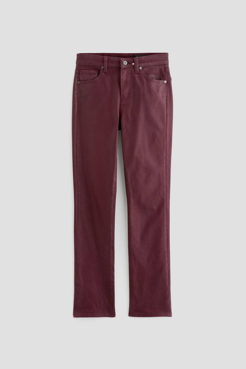Dark Slate Gray Mari Mid-Rise Slim Straight | Leatherette Winery Pant