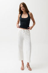 Lavender Kacey Mid Rise Cuffed Boyfriend Jean | Optic White Jeans