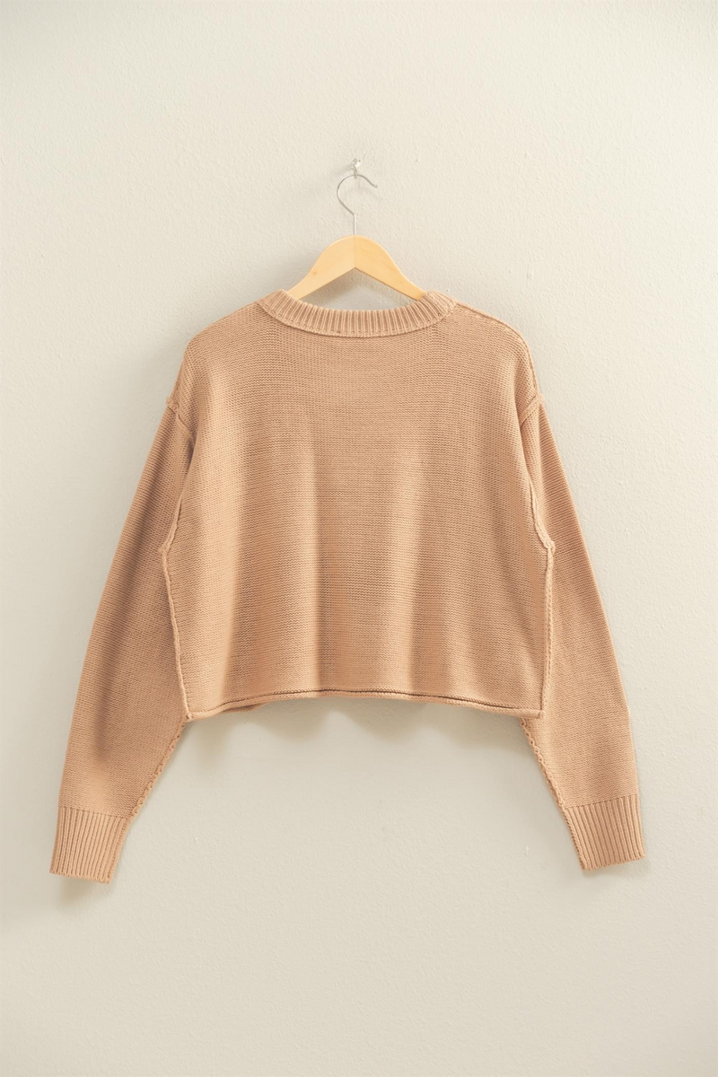 Light Gray Sanders Cropped Top Sweater