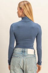 Dim Gray Pandi Long Sleeve Turtleneck Top Top