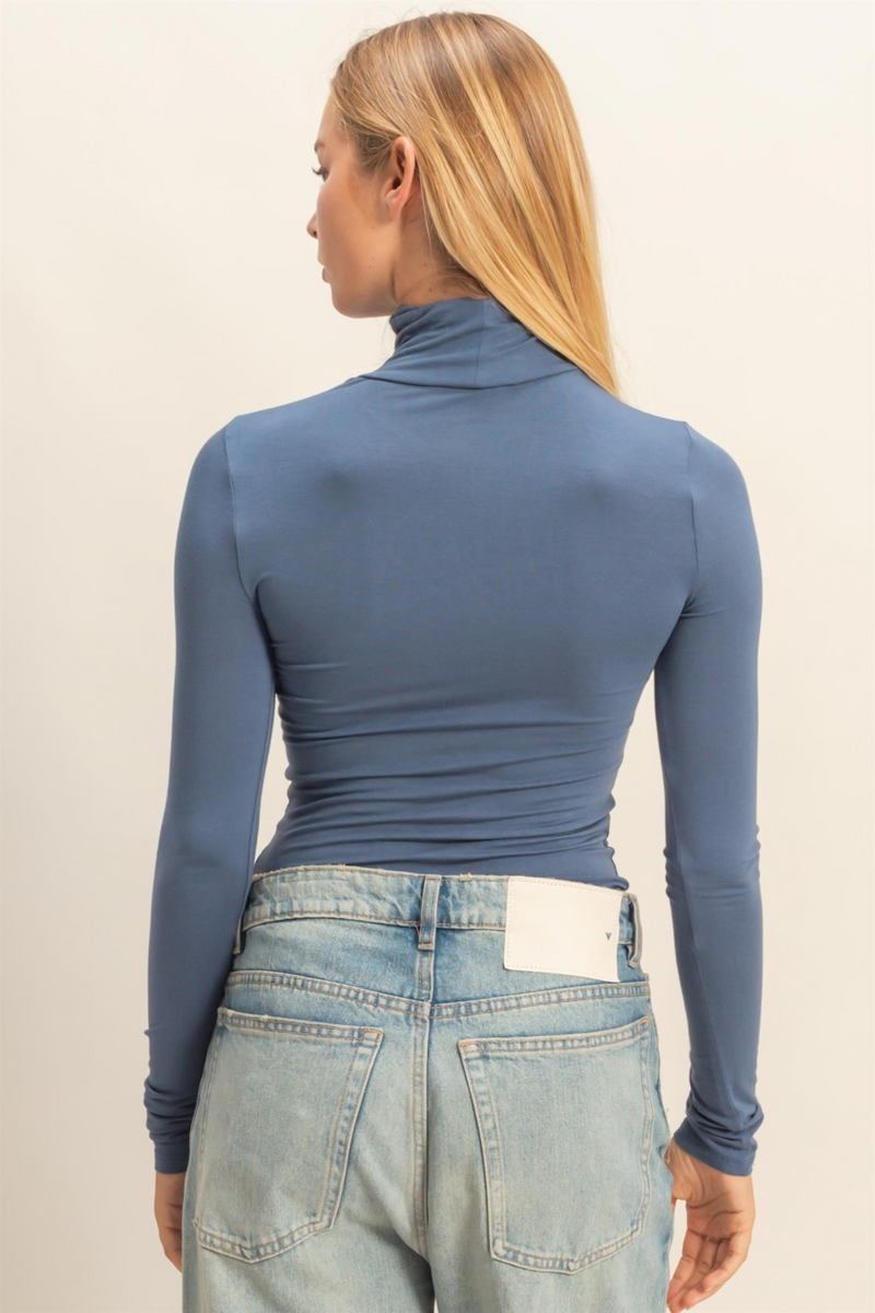 Dim Gray Pandi Long Sleeve Turtleneck Top Top