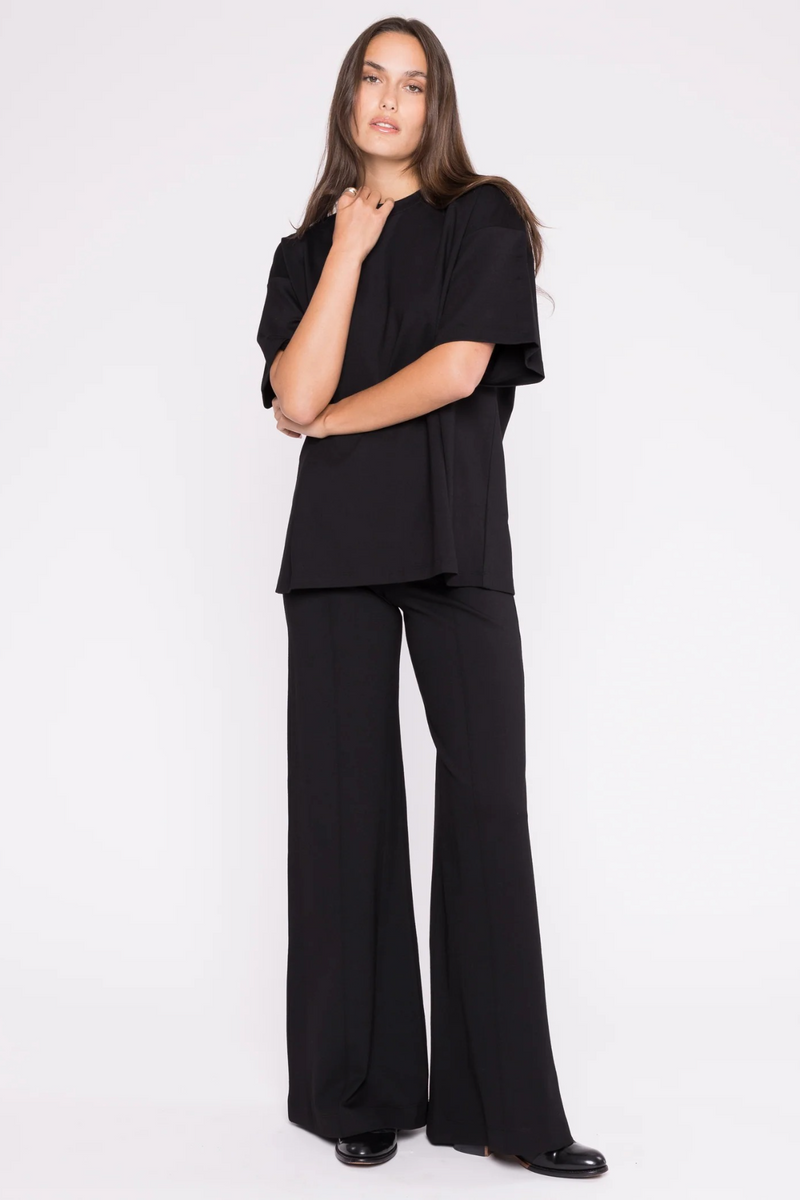 Black Ponte Knit Big Shirt Shirt