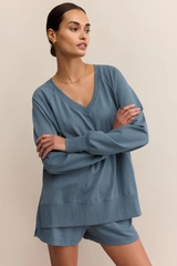 Dark Slate Gray Modern V Neck Weekender Sweater
