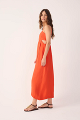 Misty Rose Red Pitanga Side Cut-Out Wrap Midi Dress Maxi Dress