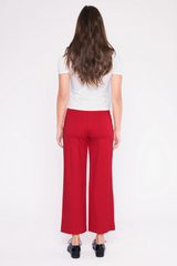 White Smoke Ponte Knit Straight Leg Pant: Cropped Pant