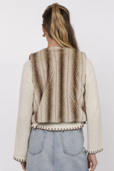 Light Gray Demi Faux Fur Cropped Vest in Ivory/Taupe Faux Fur Vest