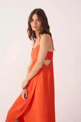 Misty Rose Red Pitanga Side Cut-Out Wrap Midi Dress Maxi Dress