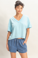 Seashell Niles Oversized V-Neck Top T Shirt