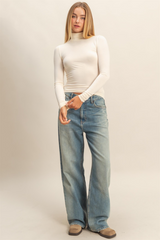 Light Gray Pandi Long Sleeve Turtleneck Top Top